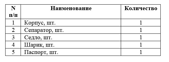 Комплектность КОШ-73М